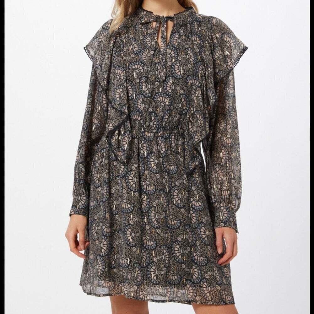 Sofie Schnoor Black and Gold Midi dress Size Medium